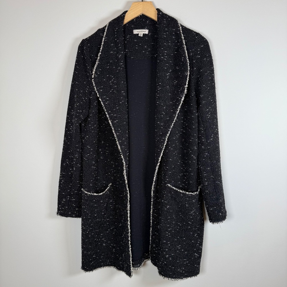 Max Studio Tweed Open‎ Front Sweater Cardigan Blazer Style Jacket Size Small